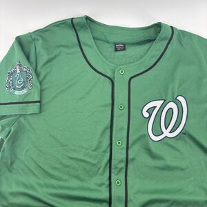 Harry Potter Slytherin Baseball Jersey Mens XL Green Washington Nationals Mashup